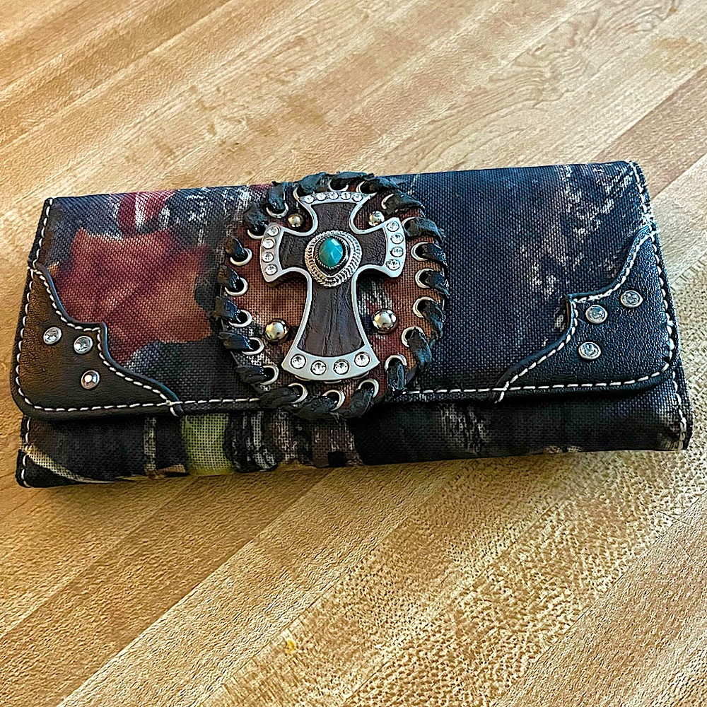 Canvas and rhinestones wallet